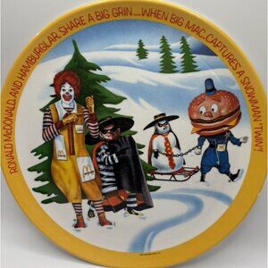McDonalds Hamburgler Plate 10" McDonald’s 1977 Winter Melamine USA Vintage